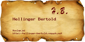 Hellinger Bertold névjegykártya